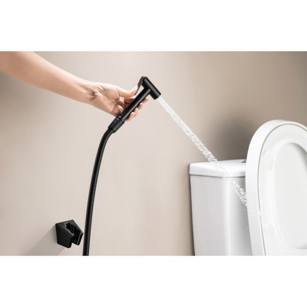 AQ2054MB гигиенический ручной душ со шлангом 120 см и держателем, матовый черный. Фото 4