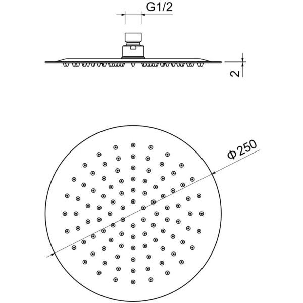 AQ2073BG круглый верхний душ 250*2 мм, шлиф. золото. Фото 4
