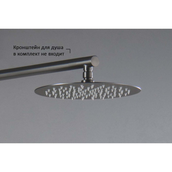 AQ2073BGM круглый верхний душ 250*2 мм, оружейная сталь (шлиф. черный хром). Фото 3