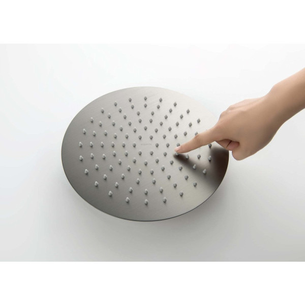 AQ2073BGM круглый верхний душ 250*2 мм, оружейная сталь (шлиф. черный хром). Фото 7