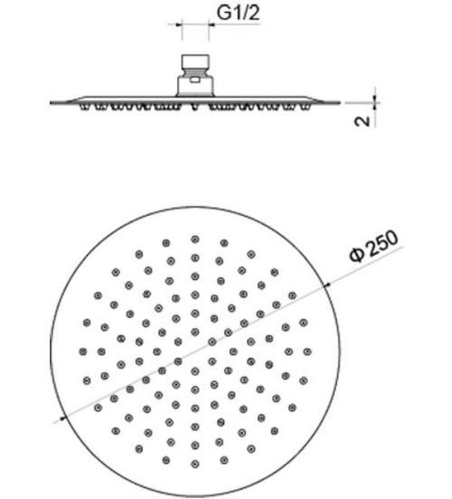 AQ2073MB круглый верхний душ 250*2 мм, матовый черный. Фото 2