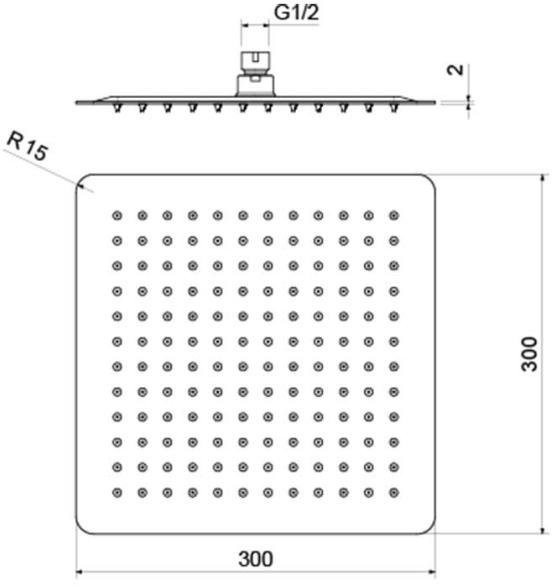 AQ2074MB квадратный верхний душ 300*300*2 мм, матовый черный. Фото 2