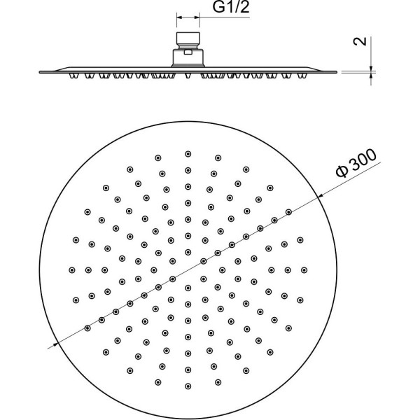 AQ2075BG круглый верхний душ 300*2 мм, шлиф. золото. Фото 4