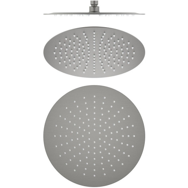 AQ2075BGM круглый верхний душ 300*2 мм, оружейная сталь (шлиф. черный хром). Фото 1