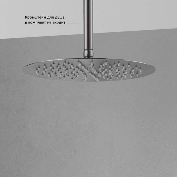 AQ2075BGM круглый верхний душ 300*2 мм, оружейная сталь (шлиф. черный хром). Фото 6