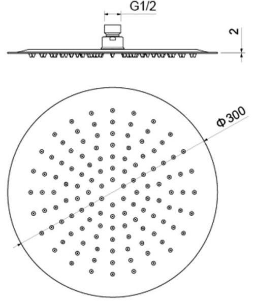 AQ2075CR круглый верхний душ 300*2 мм. Фото 2