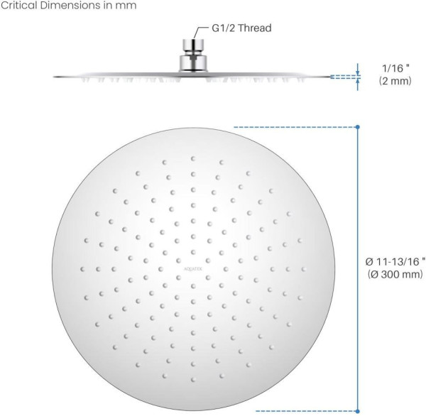 AQ2075CR круглый верхний душ 300*2 мм. Фото 8