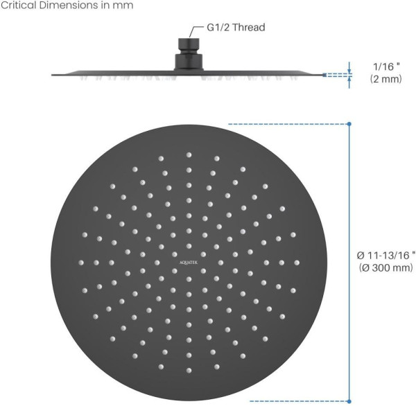 AQ2075MB круглый верхний душ 300*2 мм, матовый черный. Фото 7