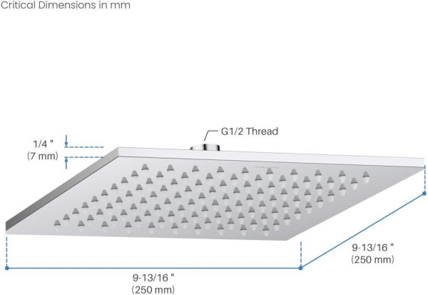 AQ2076CR квадратный верхний душ 250*250*7 мм. Фото 7