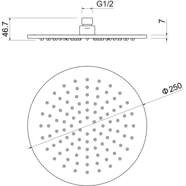 AQ2077BG круглый верхний душ 250*7 мм, шлиф. золото. Фото 2
