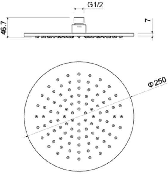 AQ2077CR круглый верхний душ 250*7 мм. Фото 2