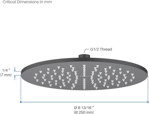 AQ2077MB круглый верхний душ 250*7 мм, матовый черный. Фото 6