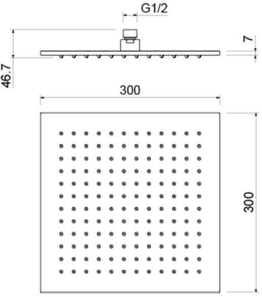AQ2078MB квадратный верхний душ 300*300*7 мм, матовый черный. Фото 2