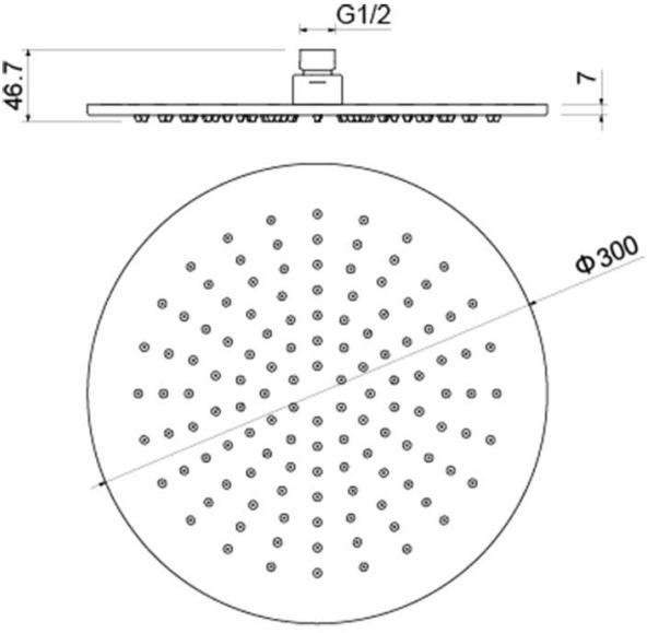 AQ2079CR круглый верхний душ 300*7 мм. Фото 2