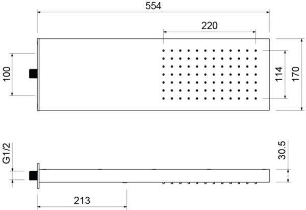 AQ2084CR настенный верхний душ 550*170*30 мм. Фото 2