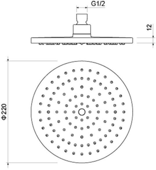 AQ2086MB круглый верхний душ 220*12 мм, матовый черный. Фото 2