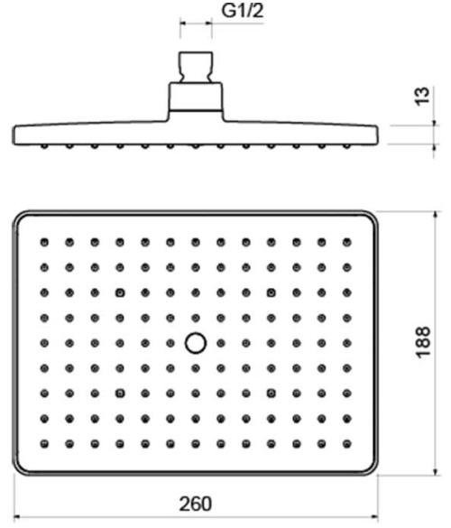 AQ2087MB прямоугольный верхний душ 260*188*68 мм, матовый черный. Фото 2