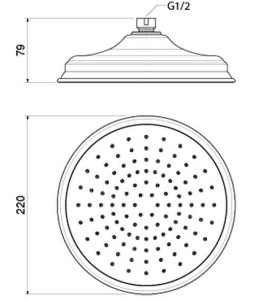 AQ2088CR КЛАССИК верхний душ 220 мм. Фото 2