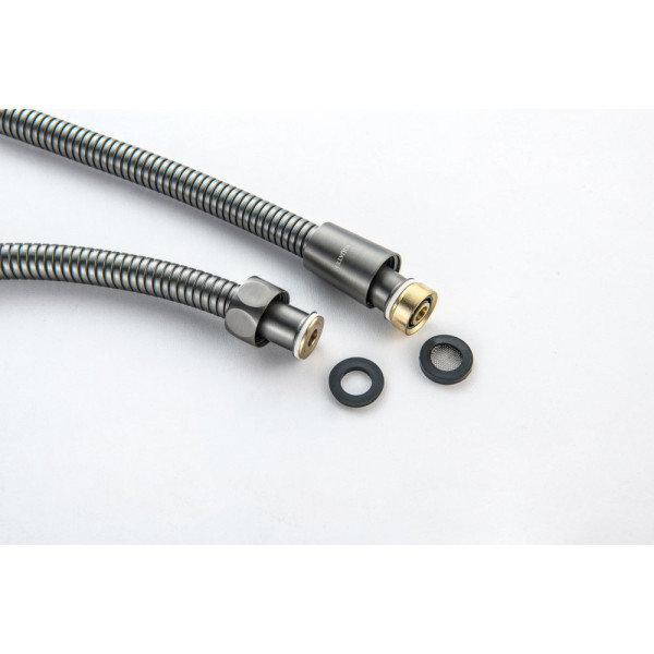 AQ2105BGM шланг для душа 150 см нержавейка, оружейная сталь (шлиф. черный хром). Фото 4