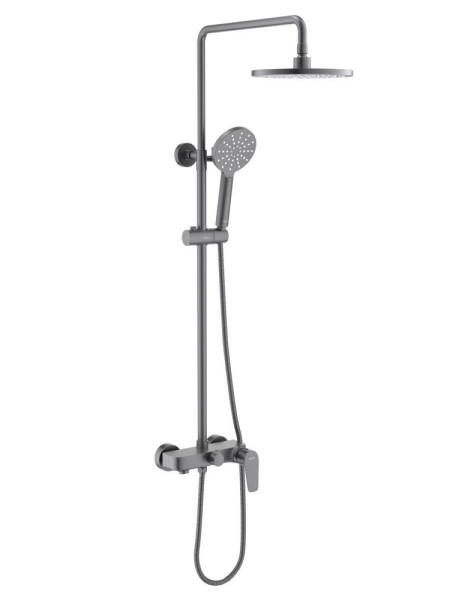 AQ2140BGM БЕТТА душевая система (смеситель для ванны) 220мм, оружейная сталь (шлиф. черный хром). Фото 1