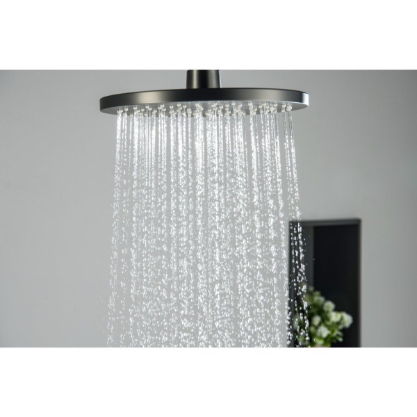 AQ2140BGM БЕТТА душевая система (смеситель для ванны) 220мм, оружейная сталь (шлиф. черный хром). Фото 2