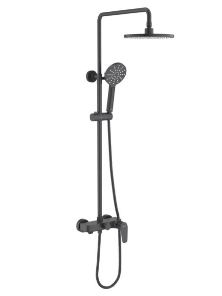AQ2140MB БЕТТА душевая система (смеситель для ванны) 220мм, матовый черный. Фото 1