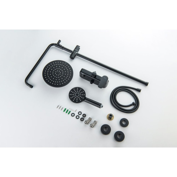 AQ2140MB БЕТТА душевая система (смеситель для ванны) 220мм, матовый черный. Фото 11