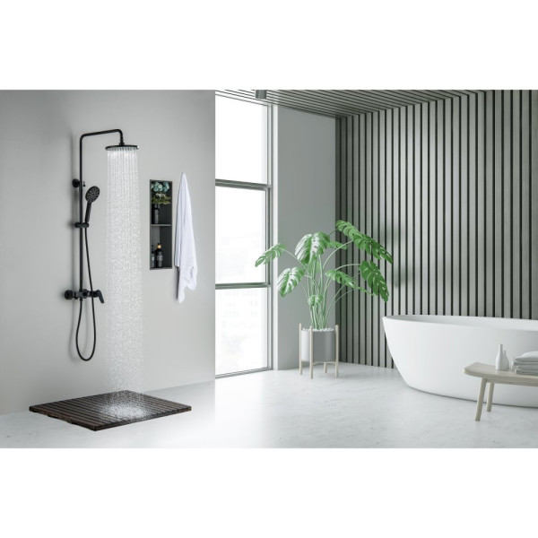 AQ2140MB БЕТТА душевая система (смеситель для ванны) 220мм, матовый черный. Фото 12