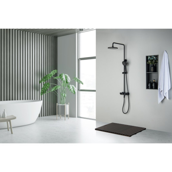 AQ2140MB БЕТТА душевая система (смеситель для ванны) 220мм, матовый черный. Фото 13