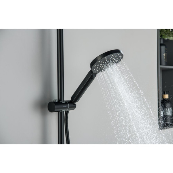 AQ2140MB БЕТТА душевая система (смеситель для ванны) 220мм, матовый черный. Фото 7