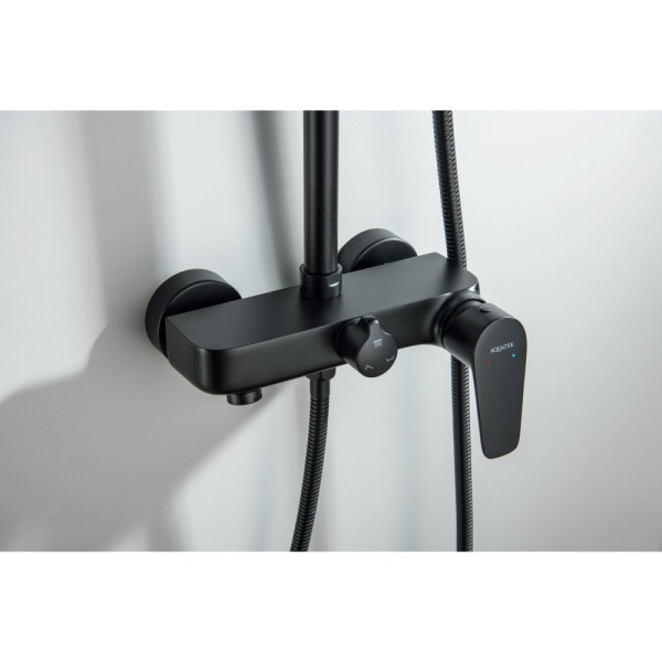 AQ2140MB БЕТТА душевая система (смеситель для ванны) 220мм, матовый черный. Фото 9