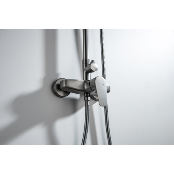 AQ2160BGM БЕТТА душевая система (смеситель для душа) 220мм, оружейная сталь (шлиф. черный хром). Фото 4