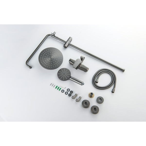 AQ2160BGM БЕТТА душевая система (смеситель для душа) 220мм, оружейная сталь (шлиф. черный хром). Фото 5