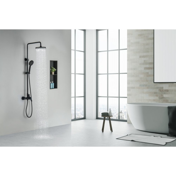 AQ2160MB БЕТТА душевая система (смеситель для душа) 220мм, матовый черный. Фото 12