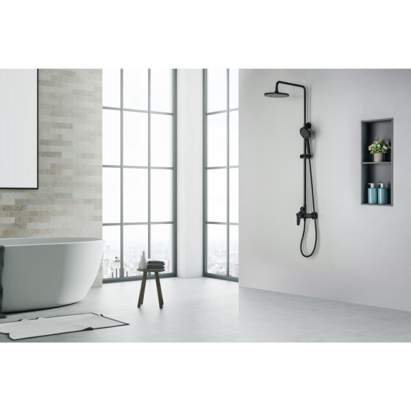 AQ2160MB БЕТТА душевая система (смеситель для душа) 220мм, матовый черный. Фото 13