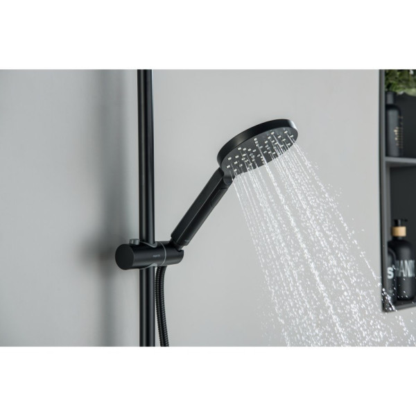 AQ2160MB БЕТТА душевая система (смеситель для душа) 220мм, матовый черный. Фото 5