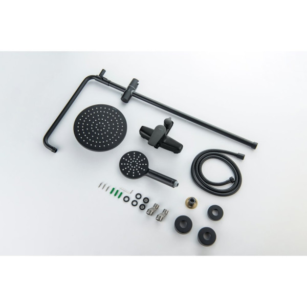 AQ2160MB БЕТТА душевая система (смеситель для душа) 220мм, матовый черный. Фото 10