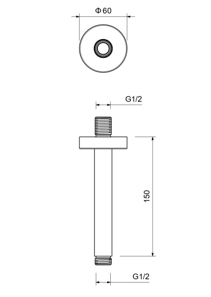 AQ2171BGM держатель верхнего душа потолочный 150 мм, оружейная сталь (шлиф. черный хром). Фото 3