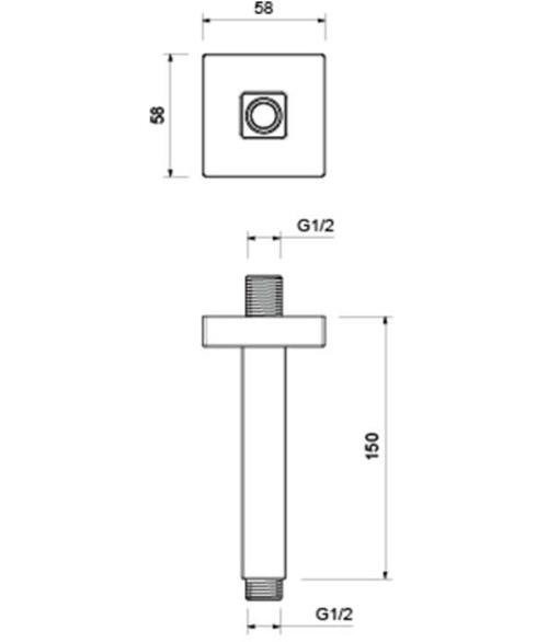 AQ2172CR держатель верхнего душа потолочный 150 мм. Фото 3