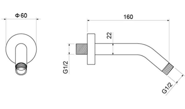 AQ2173CR держатель верхнего душа настенный 160 мм. Фото 2