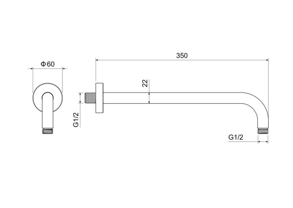 AQ2174BG держатель верхнего душа настенный 350 мм, шлиф. золото. Фото 3