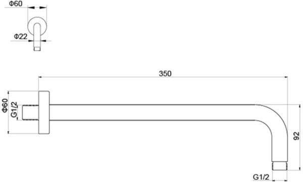 AQ2174MB держатель верхнего душа настенный 350 мм, матовый черный. Фото 2