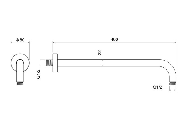 AQ2176BG держатель верхнего душа настенный 400 мм, шлиф. золото. Фото 3