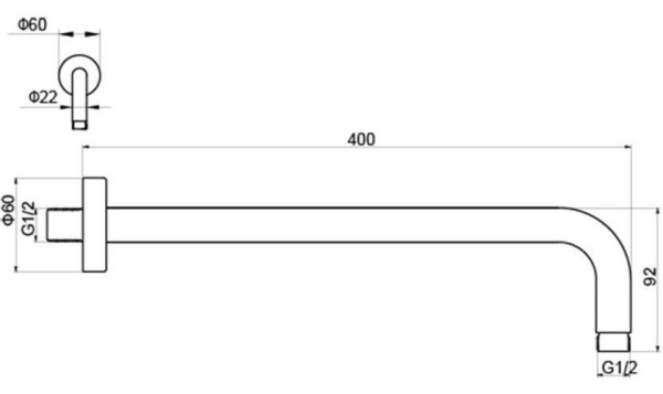 AQ2176MB держатель верхнего душа настенный 400 мм, матовый черный. Фото 2