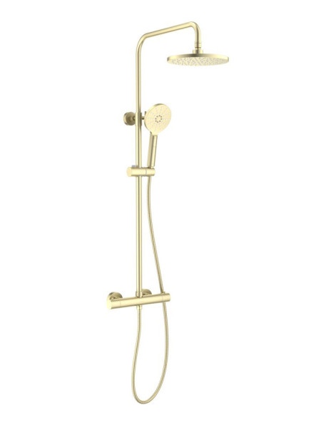 AQ2343BG ЕВРОПА термостатическая душевая система (смеситель для душа) 220мм, шлиф. золото. Фото 1