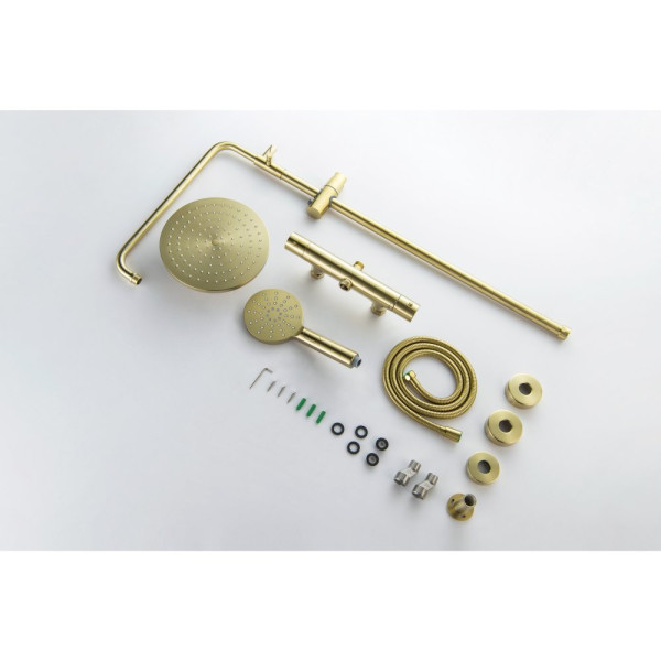 AQ2343BG ЕВРОПА термостатическая душевая система (смеситель для душа) 220мм, шлиф. золото. Фото 11