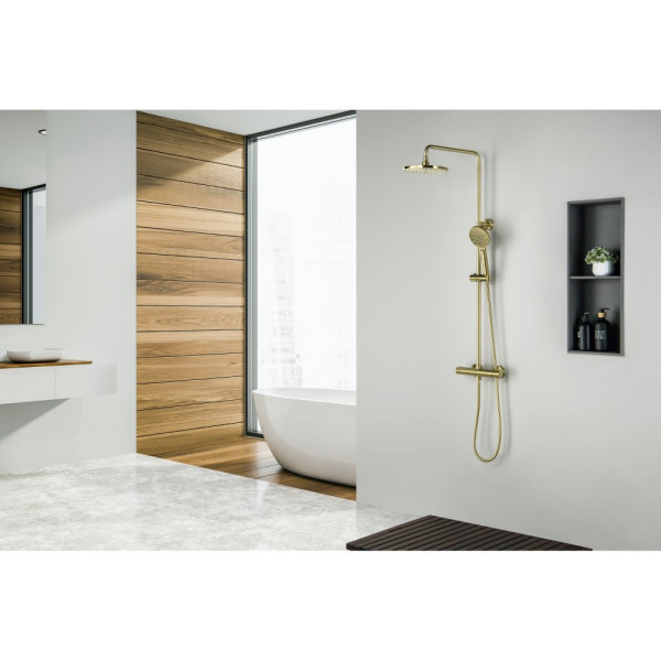 AQ2343BG ЕВРОПА термостатическая душевая система (смеситель для душа) 220мм, шлиф. золото. Фото 14