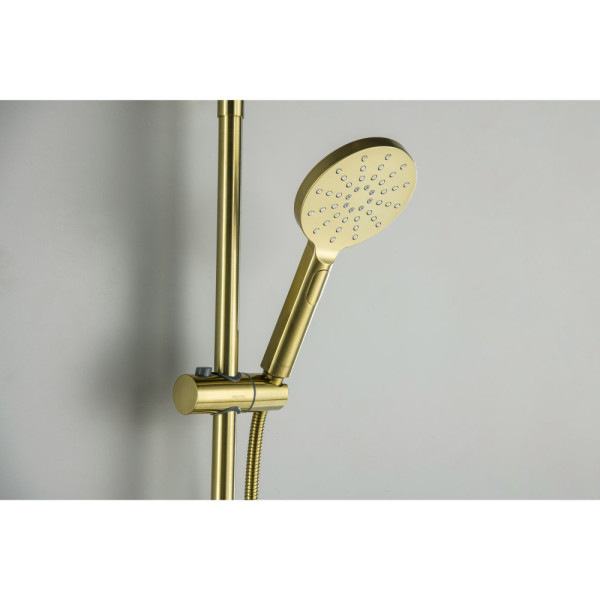 AQ2343BG ЕВРОПА термостатическая душевая система (смеситель для душа) 220мм, шлиф. золото. Фото 5