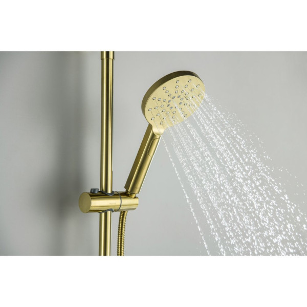 AQ2343BG ЕВРОПА термостатическая душевая система (смеситель для душа) 220мм, шлиф. золото. Фото 6