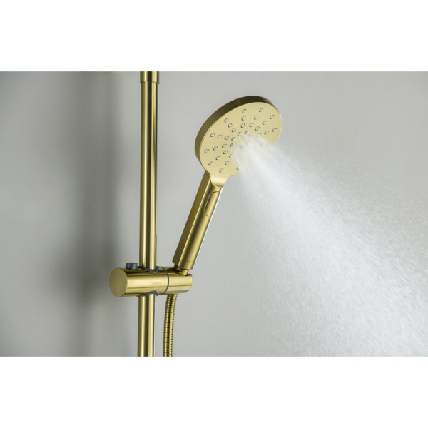 AQ2343BG ЕВРОПА термостатическая душевая система (смеситель для душа) 220мм, шлиф. золото. Фото 7